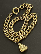 19k 800 Gold Portugese Bracelet Vintage Antique Charm Curb 6.4g 8in *not 18ct