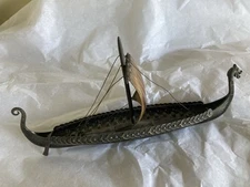 Edward Aagaard Replica 10" Bronze Viking Dragon Ship Denmark Model