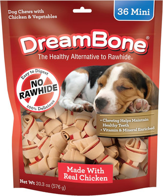 Mini Dream Bone Dog Chew Treats With Real Chicken Vegetables Vitamin - 36 Counts