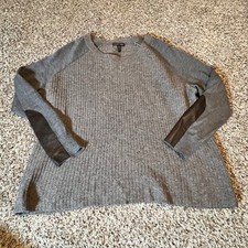 Eileen Fisher Merino Wool Yak Gray Ribbed Swe...