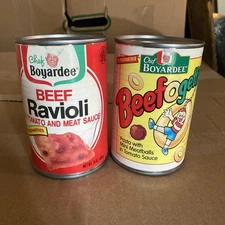 Vintage Chef Boyardee Beef Ravioli Beefogetti Advertising Tin Can Coin Bank Lot