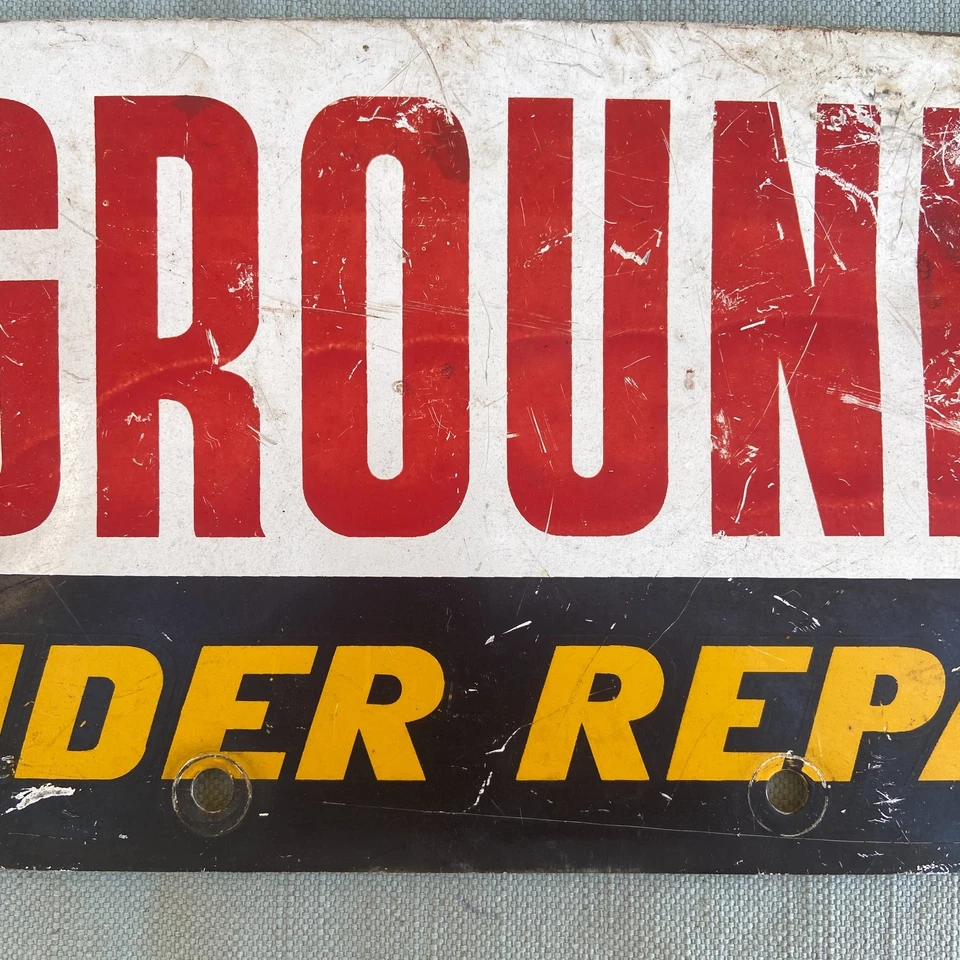 Letrero grapador de acero vintage suelo bajo reparación 12”x6” campo de golf industrial fresco Foto 3 de 4