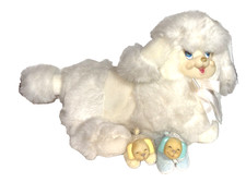 Dan Dee Puppy Surprise Poodle Plush with 2 Baby Puppies Rubber Face Vintage Cute