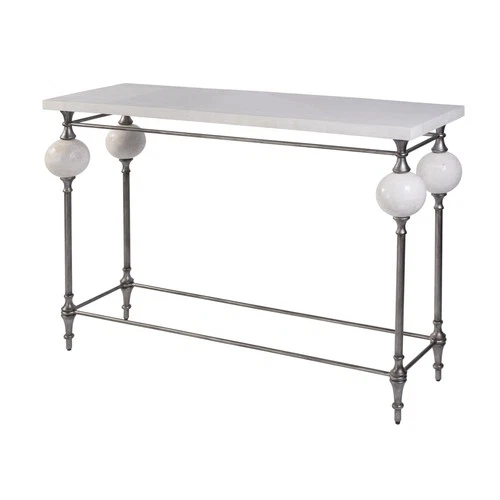 Butler Specialty Company Amadeo 48"W Rectangle Stone & Metal Console Table White - Picture 1 of 13