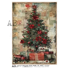 Christmas Tree Collage | A4 Rice Paper | Paper for Decoupage | AB Studios