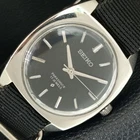 JAPAN VINTAGE SEIKO 66B HAND-WINDING MENS BLACK COLOR DIAL WATCH a706420-1