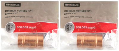 2x 22mm 3/4'' ZÖLLVERBINDER Kupfer LÖTRING Zentralheizung Wasserverschraubung