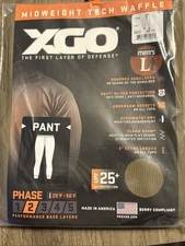 XGO Base Layers Pant Large Midweight Tech Waffle Pants Performance Sz L UPF 25+