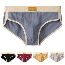 Soft Cotton Briefs for Men Striped Design Comfortable Breathe Underwear