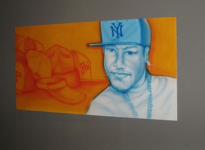 J.O.Z.E. - Guy Caps  - Airbrush on wood - 2024 - 60 x 120 cm
