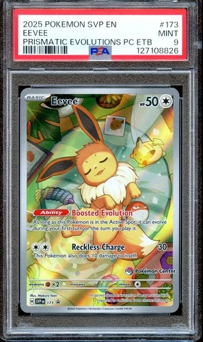 PSA 9 Eevee 173 SVP EN Prismatic Pokemon Center Stamped ETB Promo Card MINT