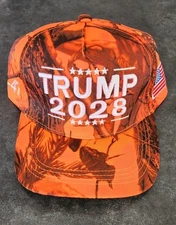 Trump 2028 Hat Orange Camo Adjustable Hunting Cap Make America Great Again