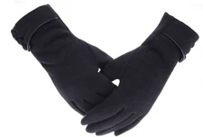Womens Touch Screen Phone Fleece Windproof Gloves Winter Warm Wear (Black)