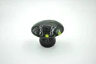 Vintage Blenko Glass Mushroom Paperweight - 7020M - Emerald/Yellow
