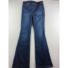 Spanx Flare Jeans Dark Indigo High Rise Pull On Stretch Denim Womens Size Medium