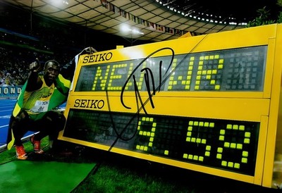 USAIN BOLT signiertes Foto Olympia Leichtathletik Sprint Champion 20''x16'' Nachdruck