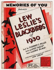 Lew Leslie's "BLACKBIRDS of 1930" Ethel Waters / Eubie Blake 1930 Sheet Music