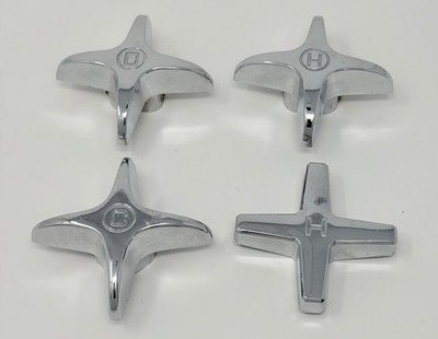 Danco Chrome Cross Arm Sink Faucet Handles Hot Cold Mixed Lot of 4 Vintage