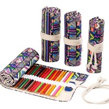 Canvas Colored Pencil Roll Wrap 24/48/72 Slots Coloring Pencil Holder Organiz...