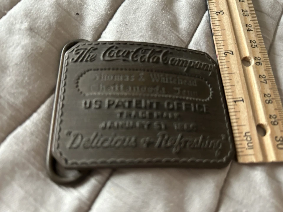Vintage Coca-Cola Company Belt Buckle “Trademark 1886” Tiffany Designation Brass - Image 3 of 4