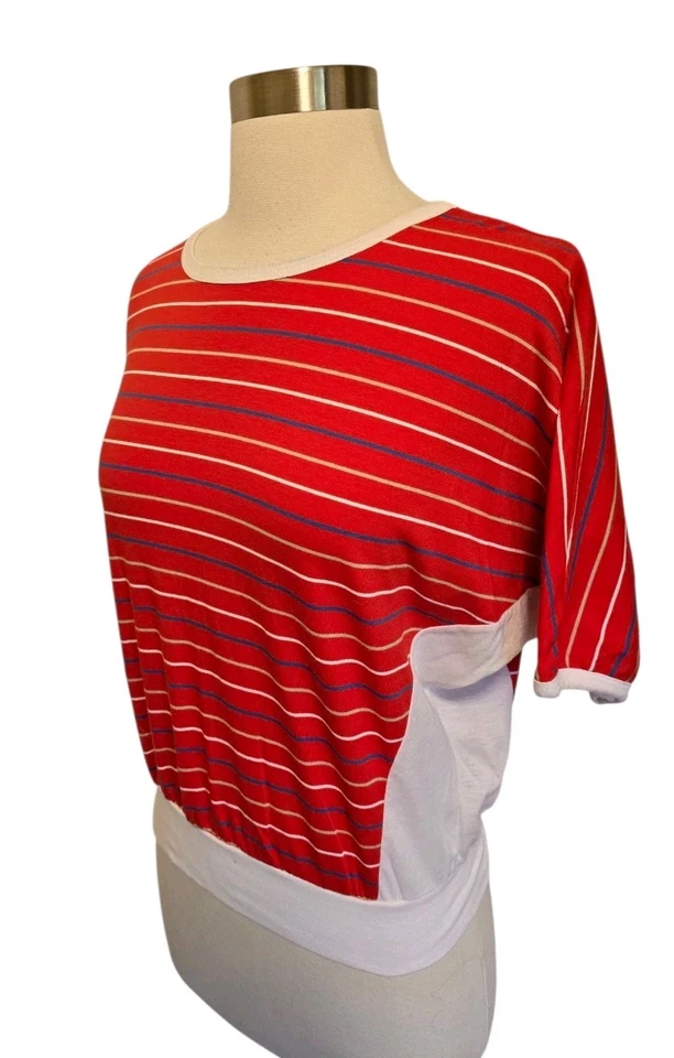 Camiseta Levis Mujer Años 80 Vintage Manga Corta Talla Grande Rayas Rojas Foto 2 de 4