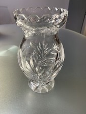 Vase, Bleikristall, tiefer Schliff, Blumenmotiv, 17 cm