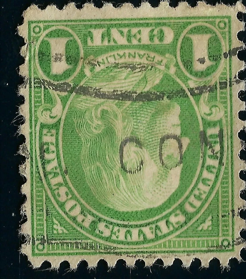 Green Ben Franklin Unique Flag Cancel US STAMP 1C Used CON Connecticut Rotary - Image 4 of 4