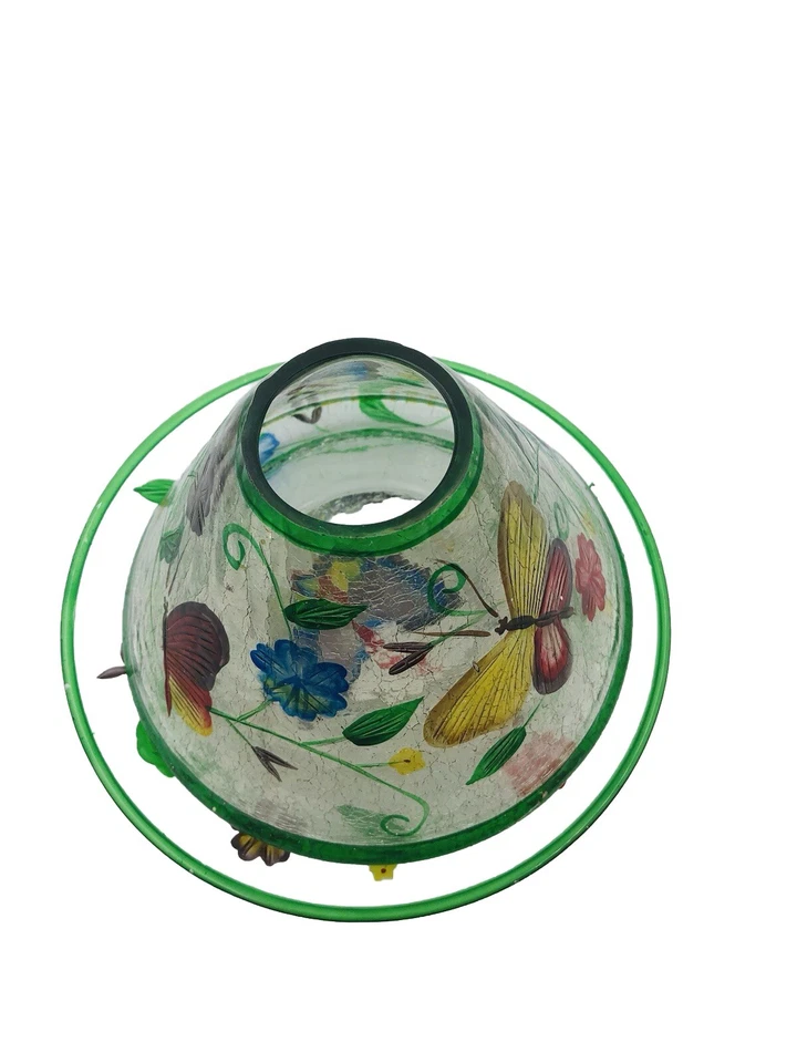 Crackle Glass Butterfly Flowers Jar Candle Shade - Image 2 of 4