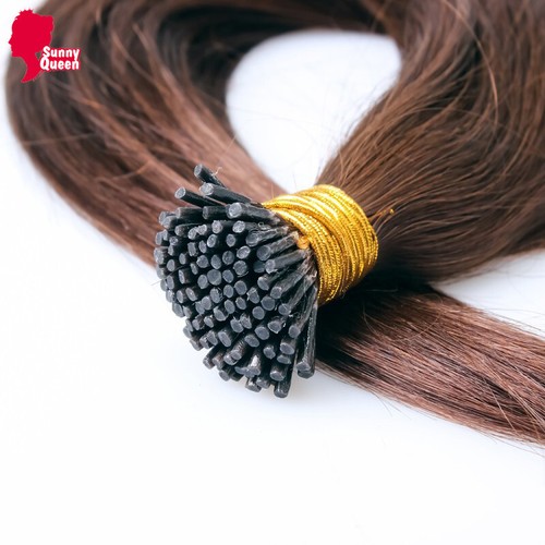 Stick I Tip Fusion Remy Human Hair Extensions Prebonded Keratin Black Dark Brown - Picture 4 of 9