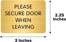 Please Secure Door When Leaving - Door Handle Sign 3x2.25 Inches