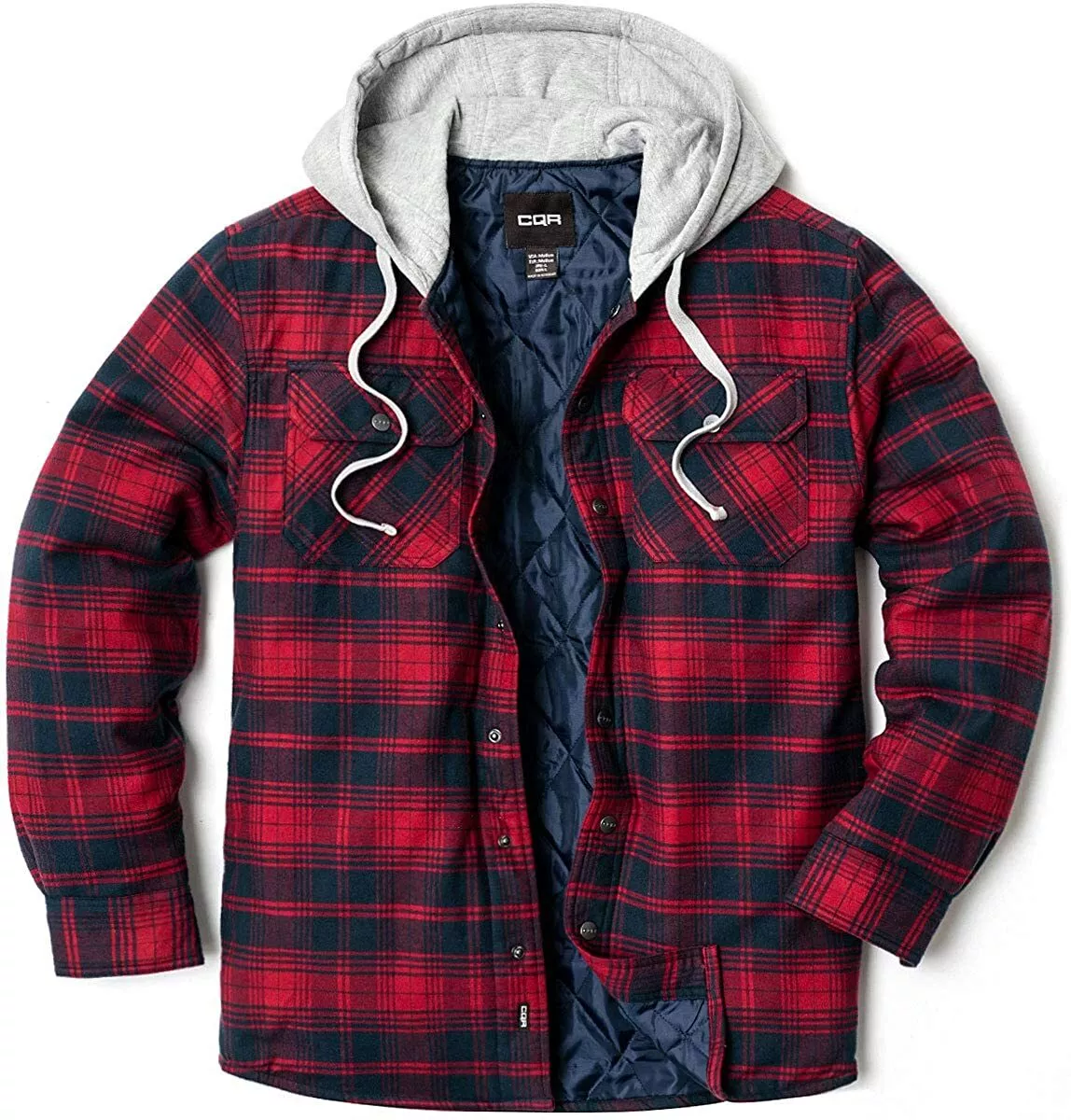 Mens hooded best sale button up shirt