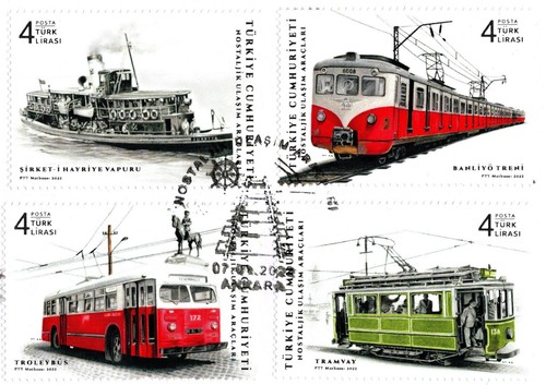 TURKEY 2022 NOSTALGIC MEANS OF TRANSPORTATION FIRST DAY COVER FOUR STAMPS - Picture 2 of 9