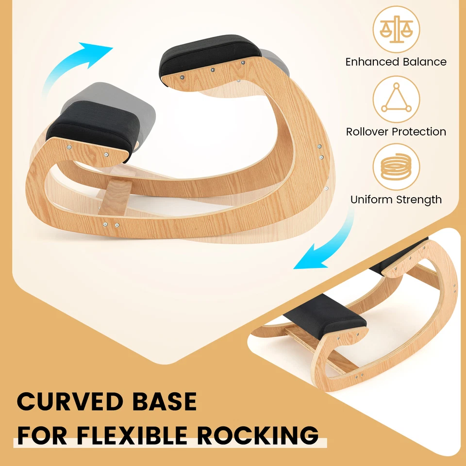 Giantex Ergonomic Kneeling Chair Wood Rocking Posture Chair w/ Soft Cushion - image 4 of 4