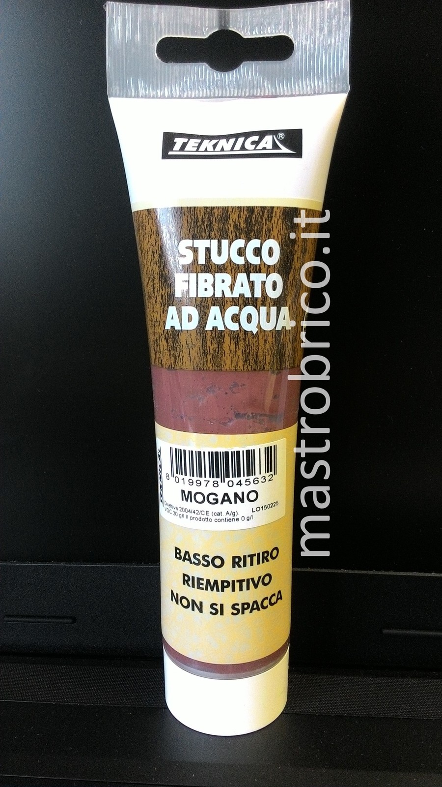 Stucco Fibrato ad acqua per legno MOGANO 250g - basso ritiro riempitivo