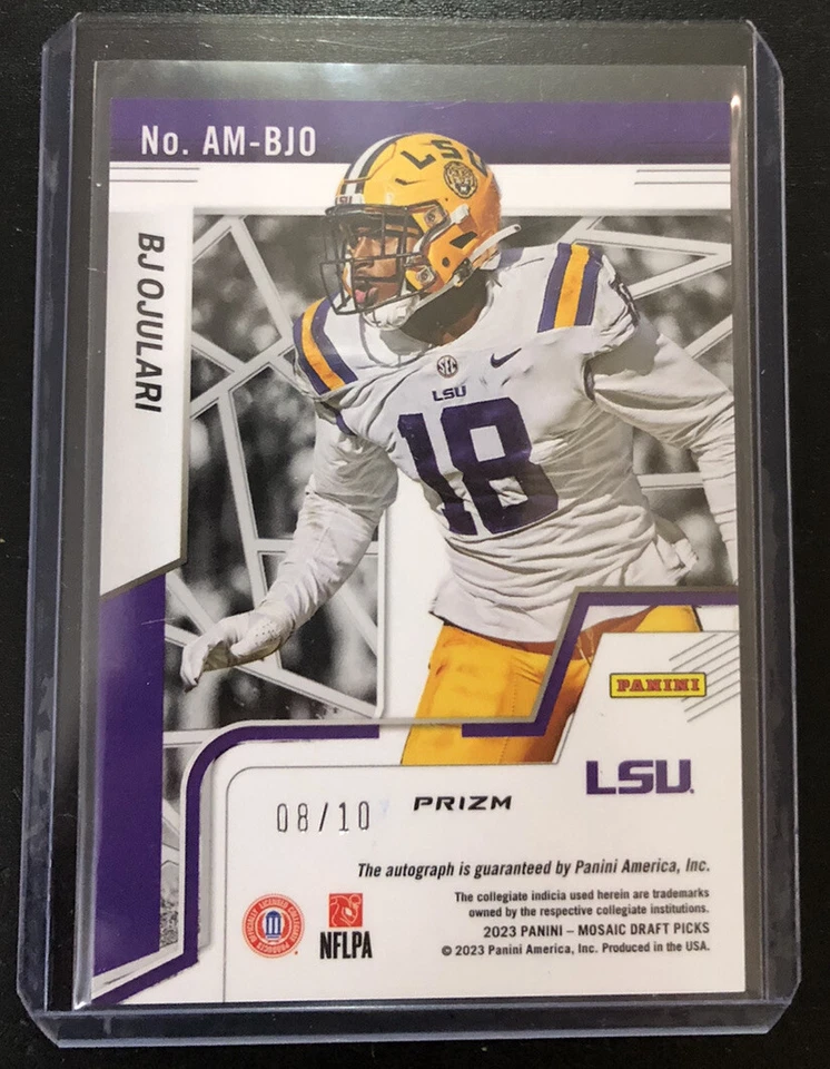 BJ OJULARI - 2023 Mosaic Draft Gold Rookie Autograph /10 SSP - LSU RC CARDINALS - Image 2 of 2