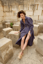 Ulla Johnson Athena Blue Striped Midi Belted Dress 2