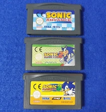 gba SONIC ADVANCE x3 Carts 1 + 2 + 3 Authentic Game Boy Advance PAL REGION FREE