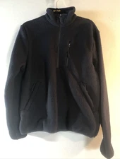 Quince Sherpa Fleece Pullover Jacket Black 3/4 Zip Recycled Fabric Size S