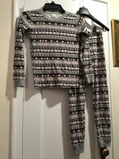 2 Piece Pajamas Kids Hanna Andersson Gray patterned Sz 140 cm 10 years MINT 