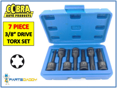 Cobra 7pc Torx Star Bit Socket Set 3/8'' Drive T20 T25 T30 T40 T50 T55 T60 #31-11