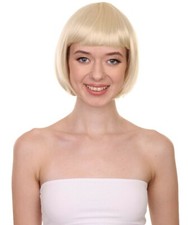 Blonde Bob Wig Short Straight Hair with Bangs Halloween Party Costume HW-2276