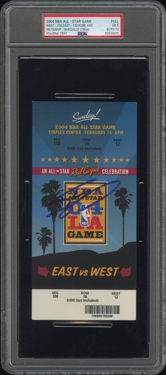 2004 NBA ALL-STAR GAME FULL TICKET MVP-SHAQ(AUTO)KOBE BRYANT ASG#6