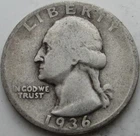 1936-D Washington Silver Quarter in a SAFLIP® - VG- (Good+)