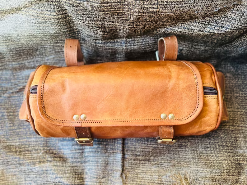 Storage Bag Saddle Bag Leather Tool Bag Motorcycle BROWN Classic New eBay