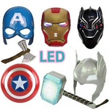 Avengers LED Glowing Sounds Thor Hammer Axe Helmet Mask Kids Cosplay Gifts Toys
