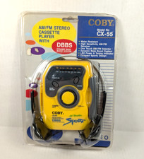 Coby CX-55 AM FM Stereo  Cassette Player DBBS Sealed Vintage READ Yellow Sport