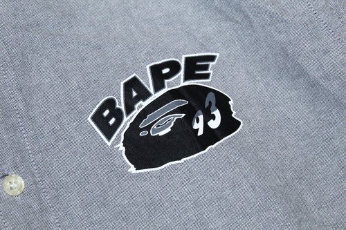 BAPE A Bathing Ape Cut & Collage Button Down Grey Oxford Shirt - Picture 12 of 12
