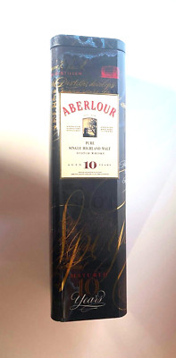 ABERLOUR Aged 10 Year Scotch Whisky Rare Old Empty Vertical Bottle Container Tin