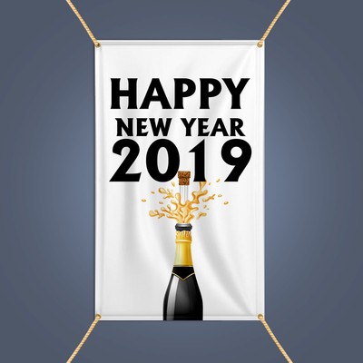 Happy New Year 2019 Banner Outdoor Party Decor Champagne
