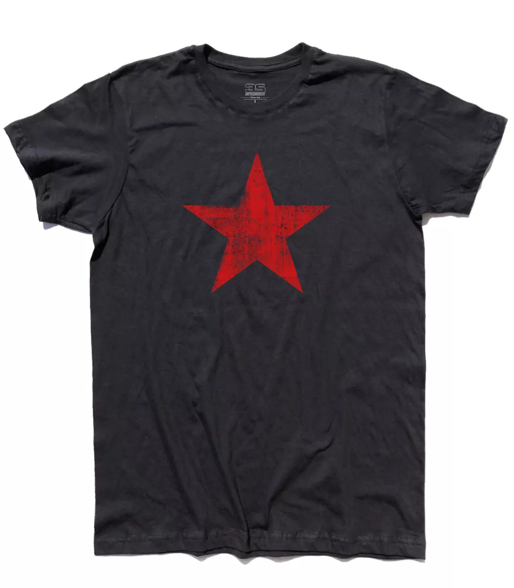 T shirt uomo STELLA ROSSA antichizzata RIVOLUZIONE red star